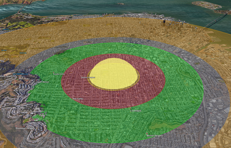 Nukemap 2.5/Alex Wellerstein; Google Earth